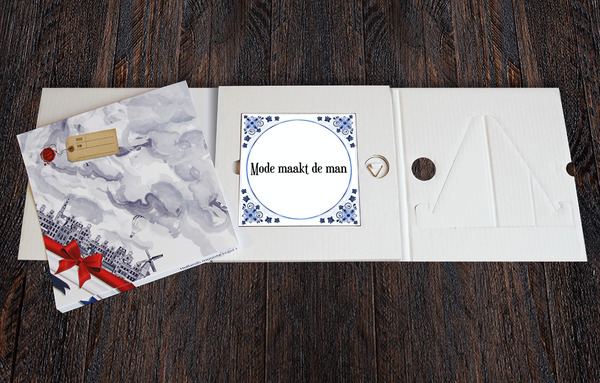 Tegel met tekst Mode maakt de man - Tegel met Spreuk in Luxe geschenk verpakking