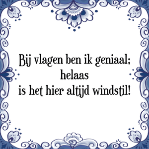 Spreuk Bij vlagen ben ik geniaal;
helaas
is het hier altijd windstil!