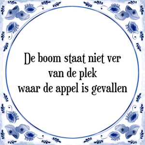 Spreuk De boom staat niet ver
van de plek
waar de appel is gevallen