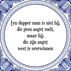 Spreuk Een dapper man is niet hij,
die geen angst voelt,
maar hij,
die zijn angst
weet te overwinnen