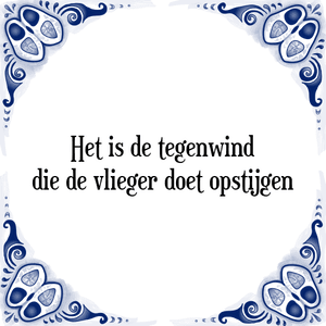 Spreuk Het is de tegenwind
die de vlieger doet opstijgen