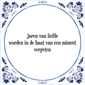 Spreuk Jaren van liefde
worden in de haat van een minuut
vergeten