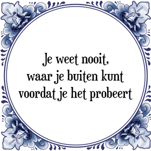 Spreuk Je weet nooit,
waar je buiten kunt
voordat je het probeert