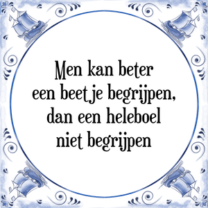 Spreuk Men kan beter
een beetje begrijpen,
dan een heleboel
niet begrijpen