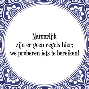 Spreuk Natuurlijk
zijn er geen regels hier;
we proberen iets te bereiken!