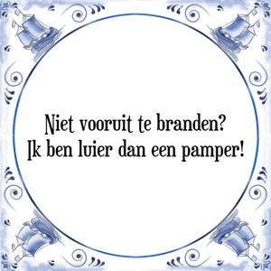 Spreuk Niet vooruit te branden?
Ik ben luier dan een pamper!