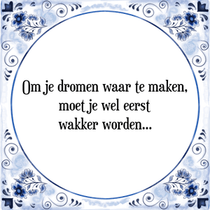 Spreuk Om je dromen waar te maken,
moet je wel eerst
wakker worden...