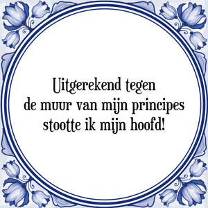 Spreuk Uitgerekend tegen
de muur van mijn principes
stootte ik mijn hoofd!