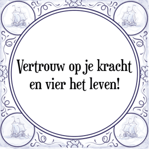 Spreuk Vertrouw op je kracht
en vier het leven!