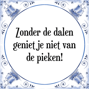 Spreuk Zonder de dalen
geniet je niet van
de pieken!