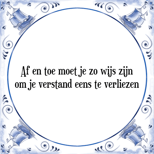 Af en toe moet je zo wijs zijn om je verstand eens te verliezen - Tegeltje met Spreuk