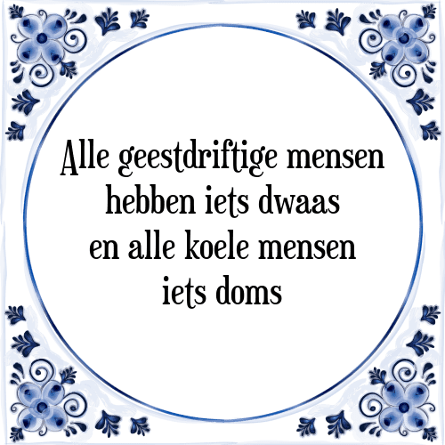 Alle geestdriftige mensen hebben iets dwaas en alle koele mensen iets doms - Tegeltje met Spreuk