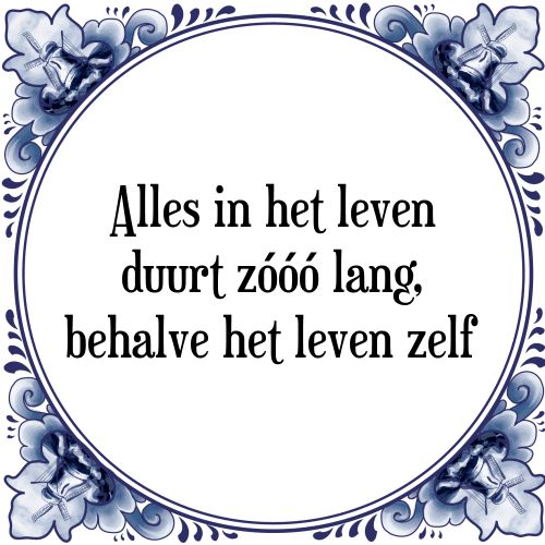 Alles in het leven duurt zóóó lang, behalve het leven zelf - Tegeltje met Spreuk