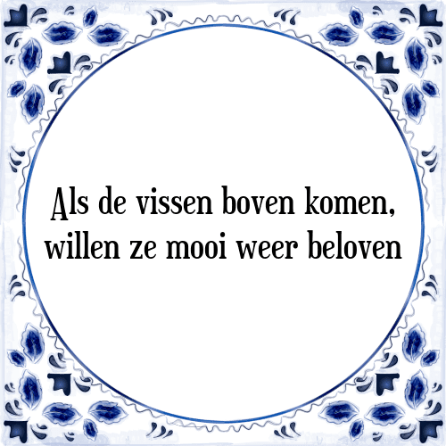 Als de vissen boven komen, willen ze mooi weer beloven - Tegeltje met Spreuk