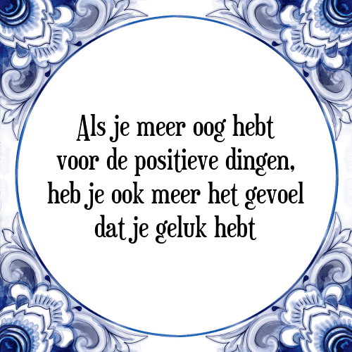 Als je meer oog hebt voor de positieve dingen, heb je ook meer het gevoel dat je geluk hebt - Tegeltje met Spreuk