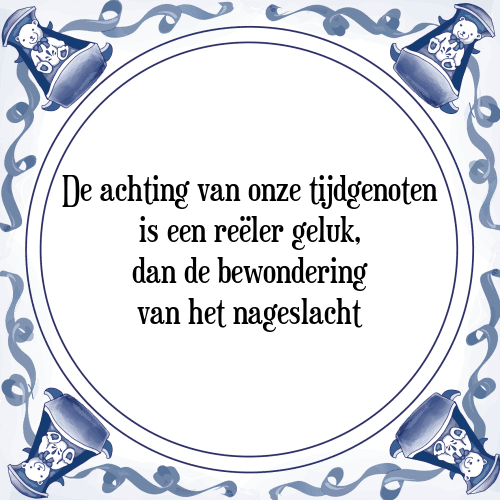 De achting van onze tijdgenoten is een reëler geluk, dan de bewondering van het nageslacht - Tegeltje met Spreuk