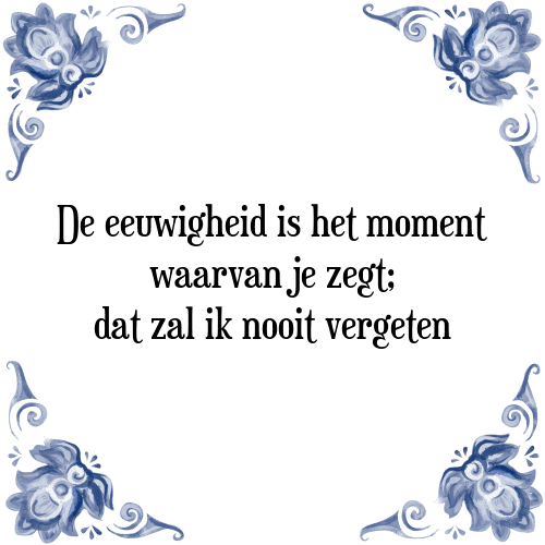 De eeuwigheid is het moment waarvan je zegt; dat zal ik nooit vergeten - Tegeltje met Spreuk