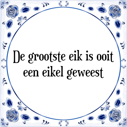 De grootste eik is ooit een eikel geweest - Tegeltje met Spreuk