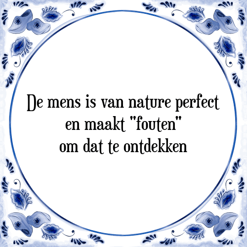 De mens is van nature perfect en maakt "fouten" om dat te ontdekken - Tegeltje met Spreuk