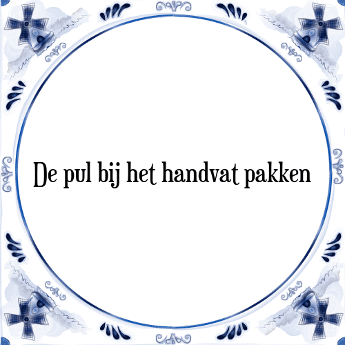 De pul bij het handvat pakken - Tegeltje met Spreuk