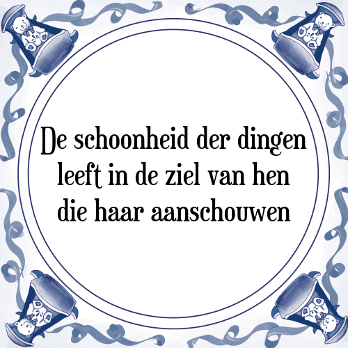 De schoonheid der dingen leeft in de ziel van hen die haar aanschouwen - Tegeltje met Spreuk