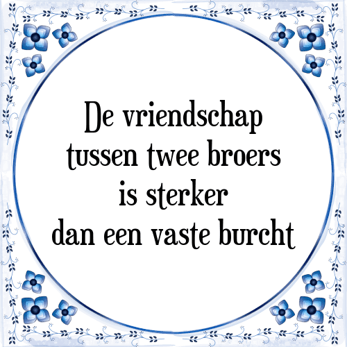 De vriendschap tussen twee broers is sterker dan een vaste burcht - Tegeltje met Spreuk