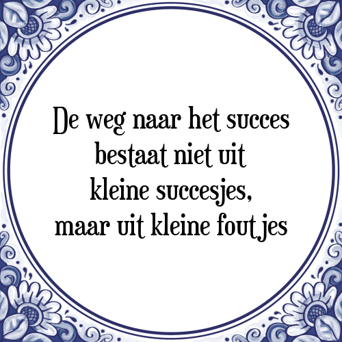 De weg naar het succes bestaat niet uit kleine succesjes, maar uit kleine foutjes - Tegeltje met Spreuk