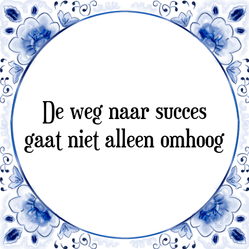 De weg naar succes gaat niet alleen omhoog - Tegeltje met Spreuk