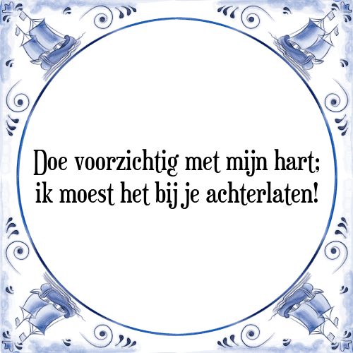 Doe voorzichtig met mijn hart; ik moest het bij je achterlaten! - Tegeltje met Spreuk