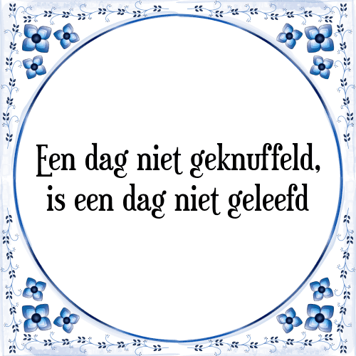 Een dag niet geknuffeld, is een dag niet geleefd - Tegeltje met Spreuk