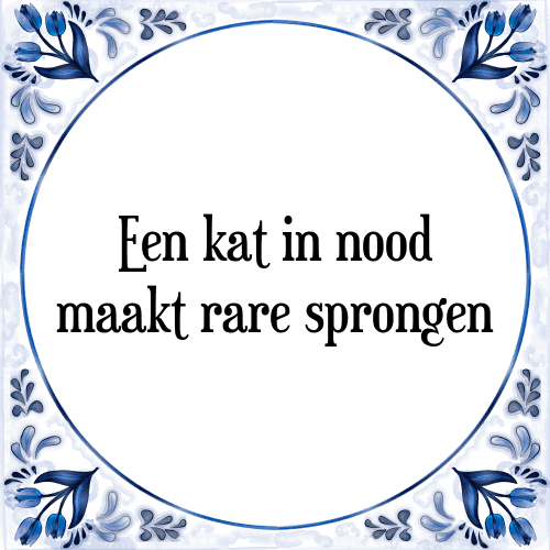 Een kat in nood maakt rare sprongen - Tegeltje met Spreuk