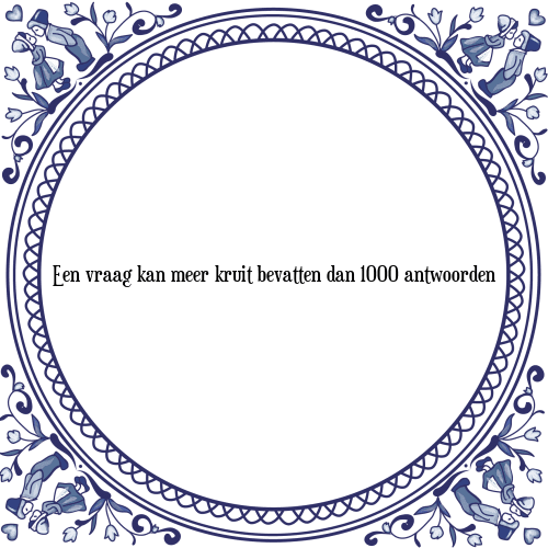 Een vraag kan meer kruit bevatten dan 1000 antwoorden - Tegeltje met Spreuk