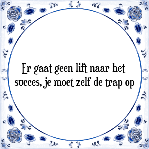 Er gaat geen lift naar het succes, je moet zelf de trap op - Tegeltje met Spreuk