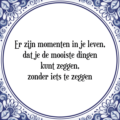 Er zijn momenten in je leven, dat je de mooiste dingen kunt zeggen, zonder iets te zeggen - Tegeltje met Spreuk