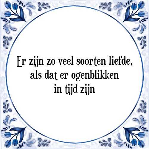 Er zijn zo veel soorten liefde, als dat er ogenblikken in tijd zijn - Tegeltje met Spreuk