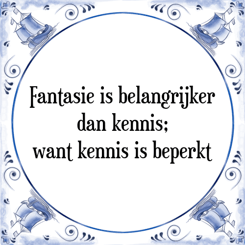 Fantasie is belangrijker dan kennis; want kennis is beperkt - Tegeltje met Spreuk