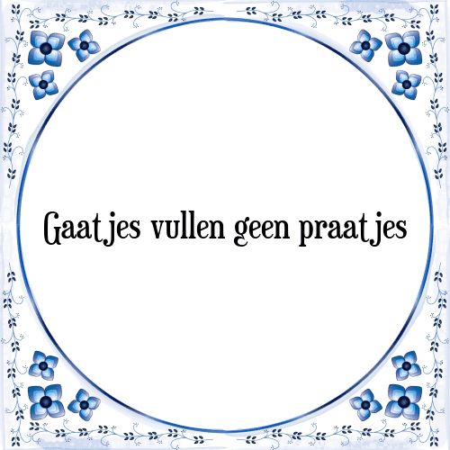 Gaatjes vullen geen praatjes - Tegeltje met Spreuk