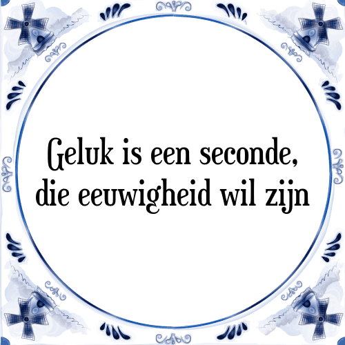 Geluk is een seconde, die eeuwigheid wil zijn - Tegeltje met Spreuk