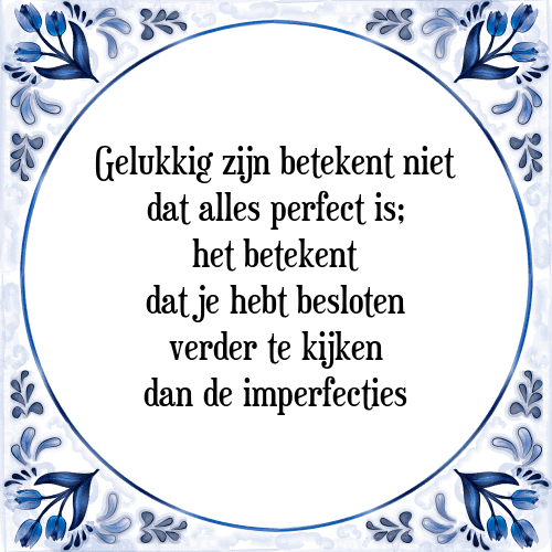 Gelukkig zijn betekent niet dat alles perfect is; het betekent dat je hebt besloten verder te kijken dan de imperfecties - Tegeltje met Spreuk