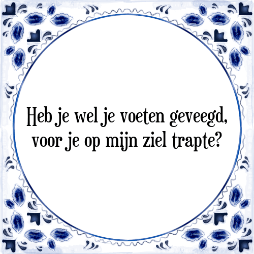 Heb je wel je voeten geveegd, voor je op mijn ziel trapte? - Tegeltje met Spreuk