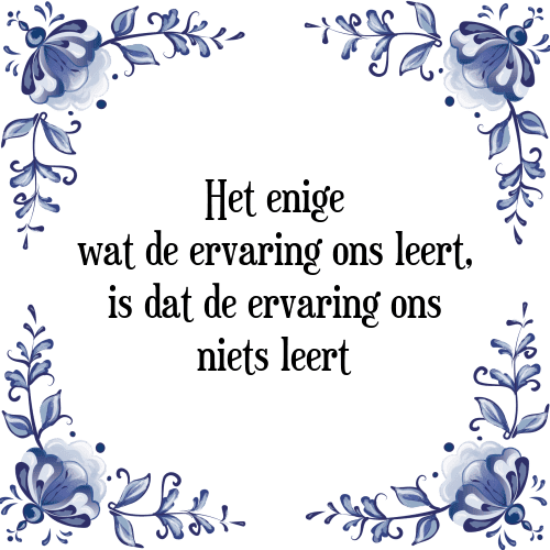 Het enige wat de ervaring ons leert, is dat de ervaring ons niets leert - Tegeltje met Spreuk