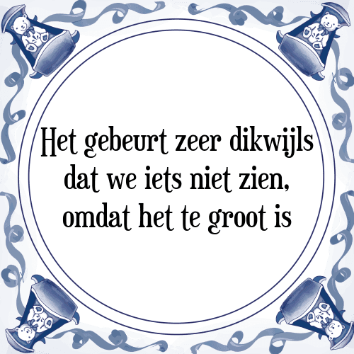 Het gebeurt zeer dikwijls dat we iets niet zien, omdat het te groot is - Tegeltje met Spreuk