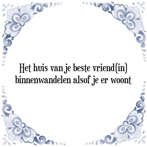 Het huis van je beste vriend(in) binnenwandelen alsof je er woont - Tegeltje met Spreuk