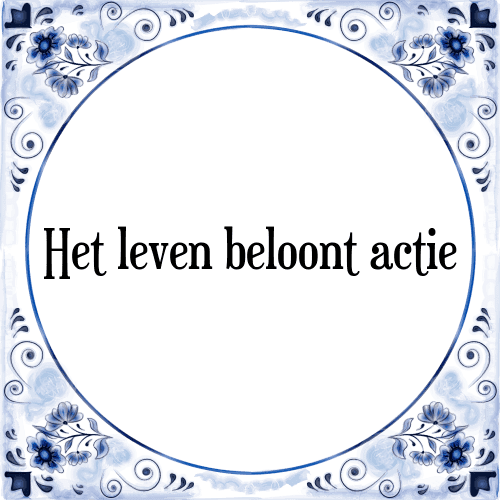 Het leven beloont actie - Tegeltje met Spreuk