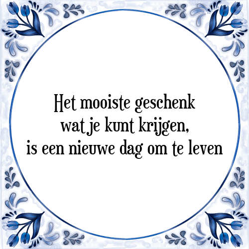 Het mooiste geschenk wat je kunt krijgen, is een nieuwe dag om te leven - Tegeltje met Spreuk