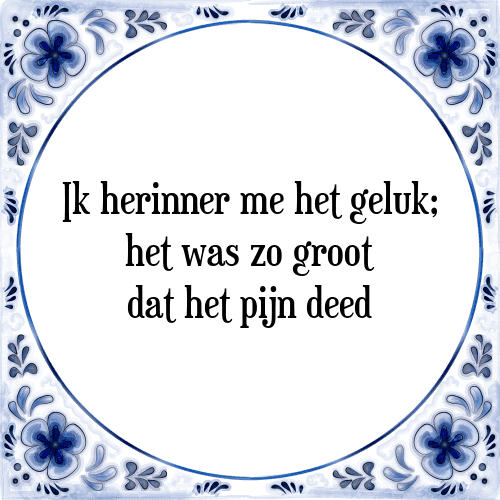 Ik herinner me het geluk; het was zo groot dat het pijn deed - Tegeltje met Spreuk