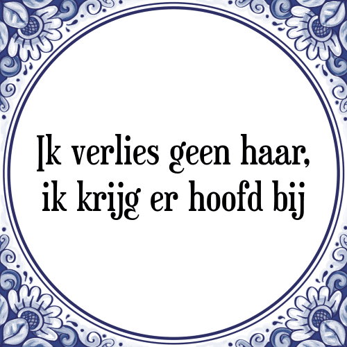 Ik verlies geen haar, ik krijg er hoofd bij - Tegeltje met Spreuk