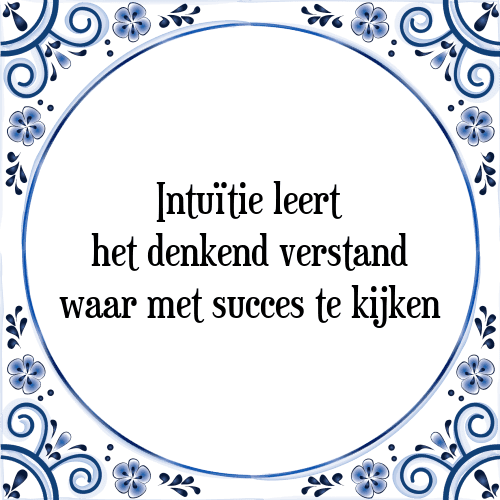 Intuïtie leert het denkend verstand waar met succes te kijken - Tegeltje met Spreuk