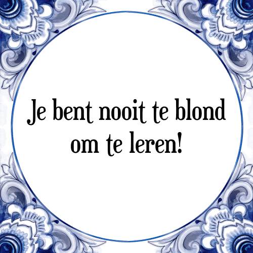 Je bent nooit te blond om te leren! - Tegeltje met Spreuk