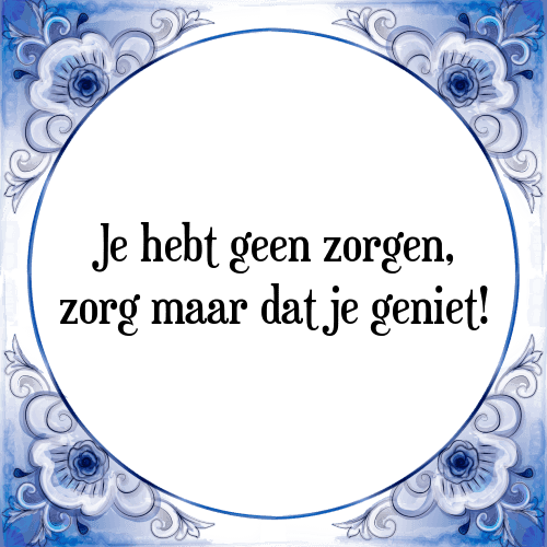 Je hebt geen zorgen, zorg maar dat je geniet! - Tegeltje met Spreuk